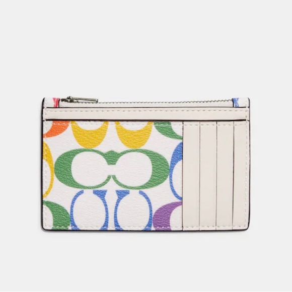 Coach Zip Card Case In Rainbow Signature Canvas - Colour: Multi Rainbow - Picture 2 of 2